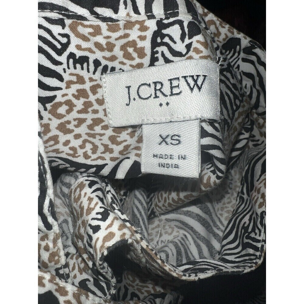 J.Crew Tiered Popover boho chic Black Camel Zebra Animal safari women Dress XS - Picture 3 of 15
